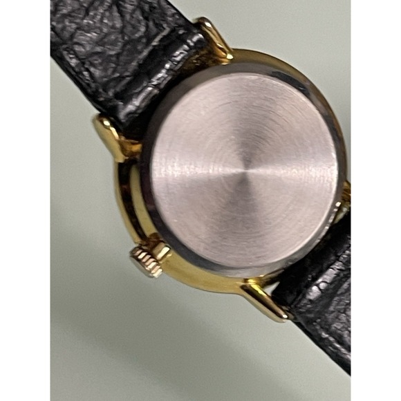 Vintage XANADU Women Watch Scissor Hands WORKS Gold Tone Black Leather Swiss - Picture 2 of 16